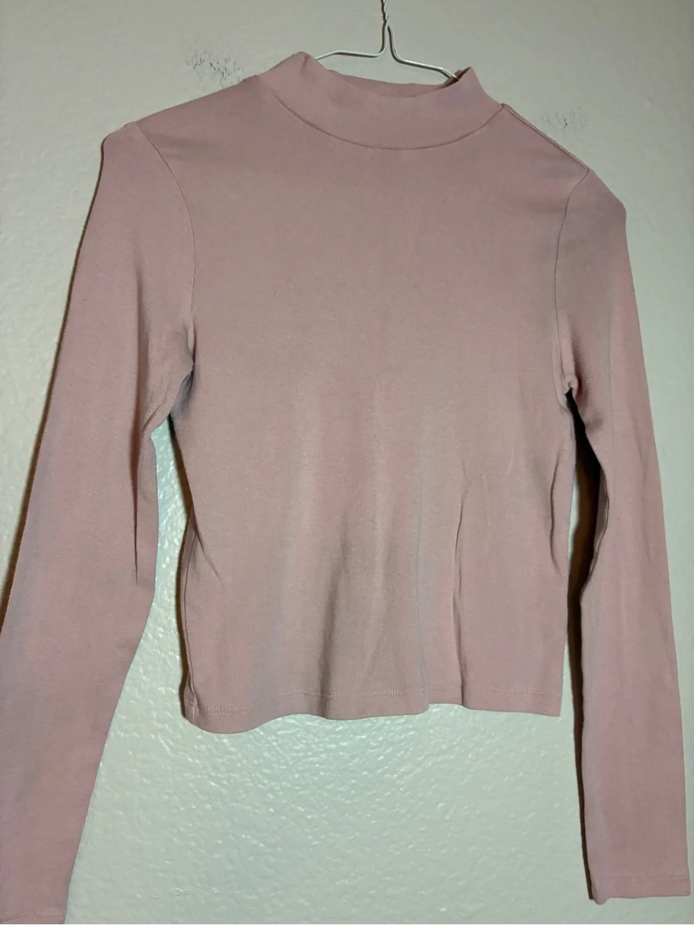 Gap Kids Dusty Pink Crop Turtleneck Long Sleeve Size L 10 Fitted Ribbed Casual